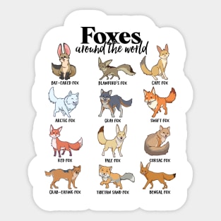 Foxes around the world - types of foxes Sticker